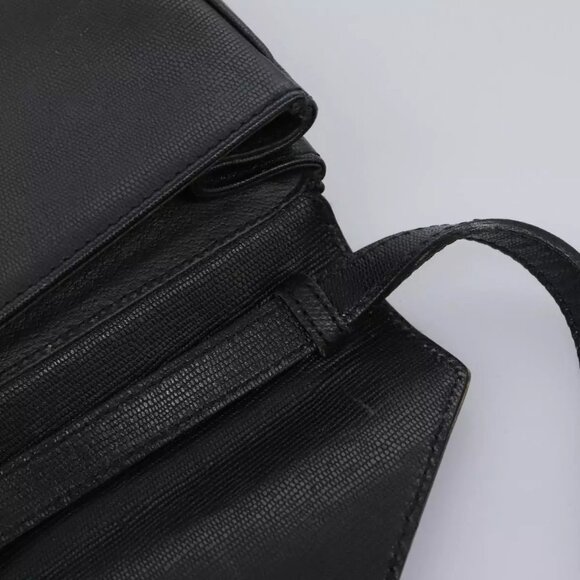 CELINE Shoulder Bag Leather Black Gold Auth BD268 - Picture 10 of 16